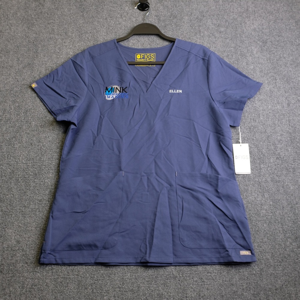 FIGS Isabela Mock Top Womens L Blue Scrub Shirt PW2300 Medical Nurse Workwear
